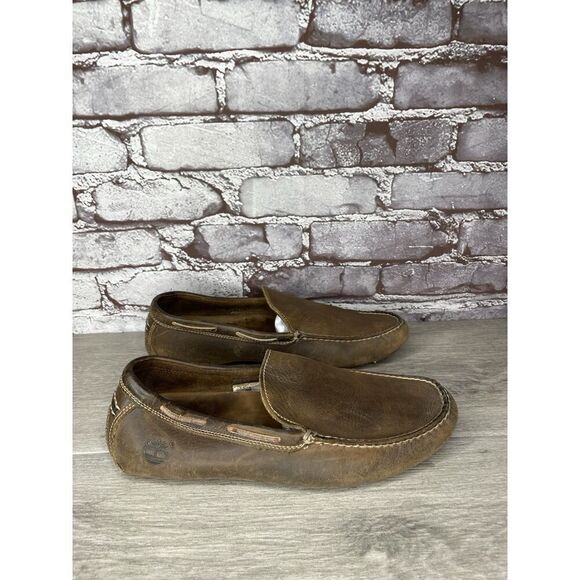 Timberland Brown Nubuck Leather Moc Slip On Loafers Driving Shoes Men Sz 8.5M US - Picture 14 of 16